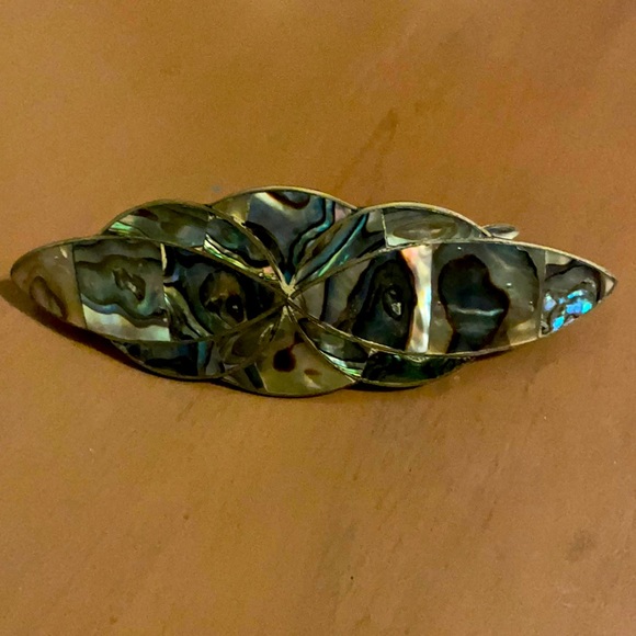 Abalone Shell Inlayed Art Deco Hair Clip - Picture 2 of 7